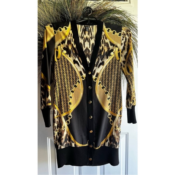 Chico's Sweaters - Black label by Chicos women’s duster size 00 gold and cream color